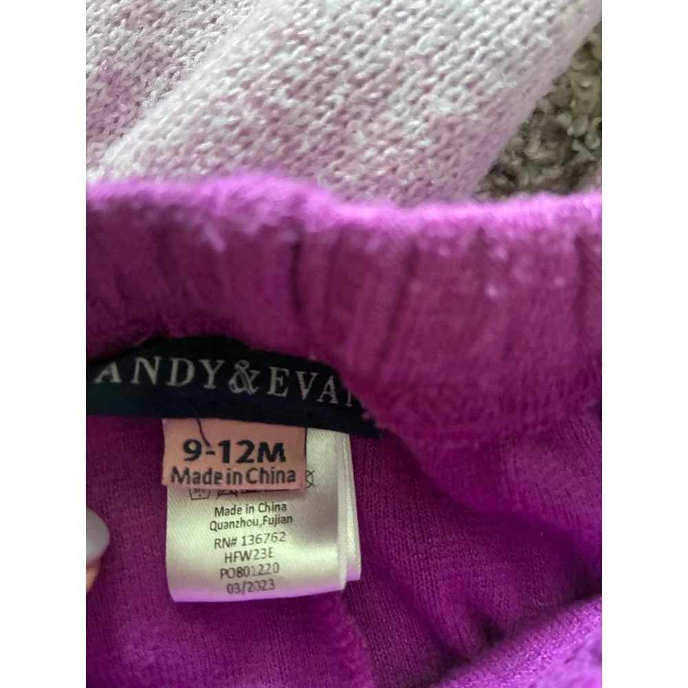 Mini Classics Ombre Sweater and Andy & Evan Purple‎ Cable Knit Leggings Set 9M